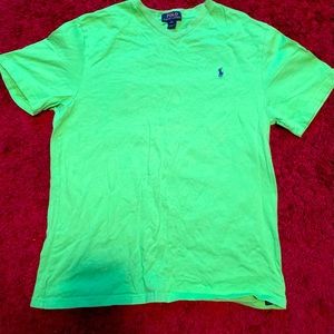 Men V-neck polo Tshirt Ralph Lauren shorts in mint color size XL